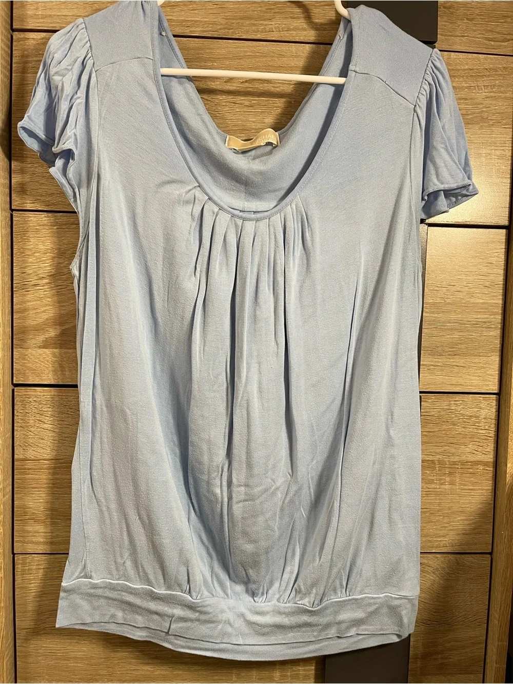 Michael Kors Pale Blue Short Sleeve Scoop Neck Top